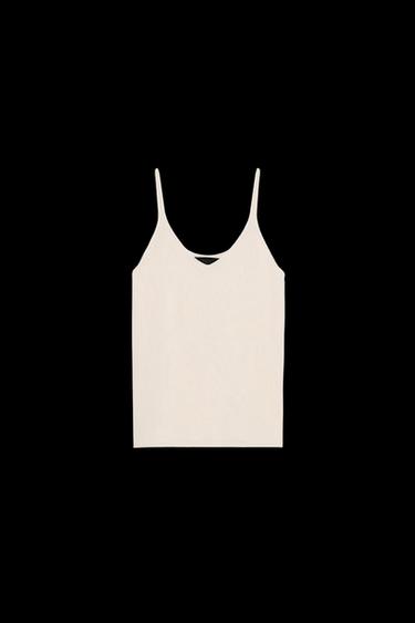 KNITTED STRAPPY TOP - Ecru by Zara - Image 0