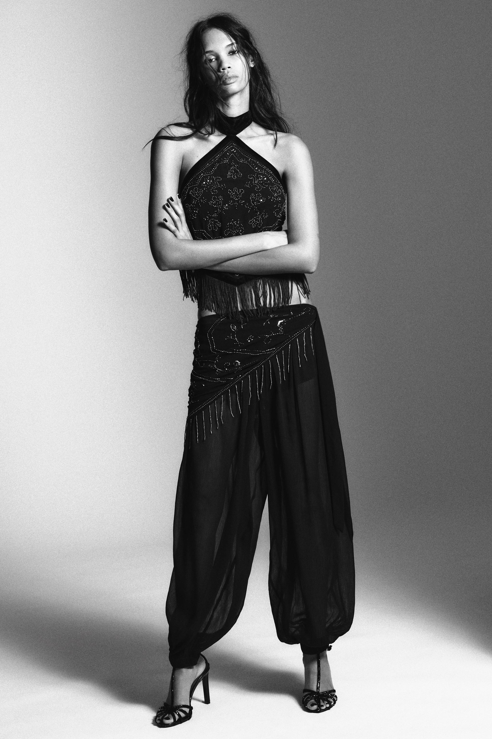 BEADED PAREO TROUSERS - Black | ZARA South Africa