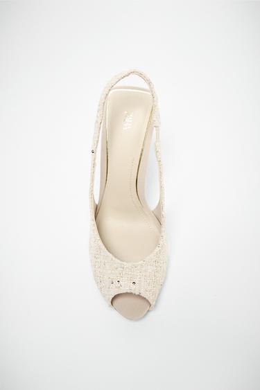OPEN-TOE FABRIC SLINGBACK SHOES - Ecru by Zara