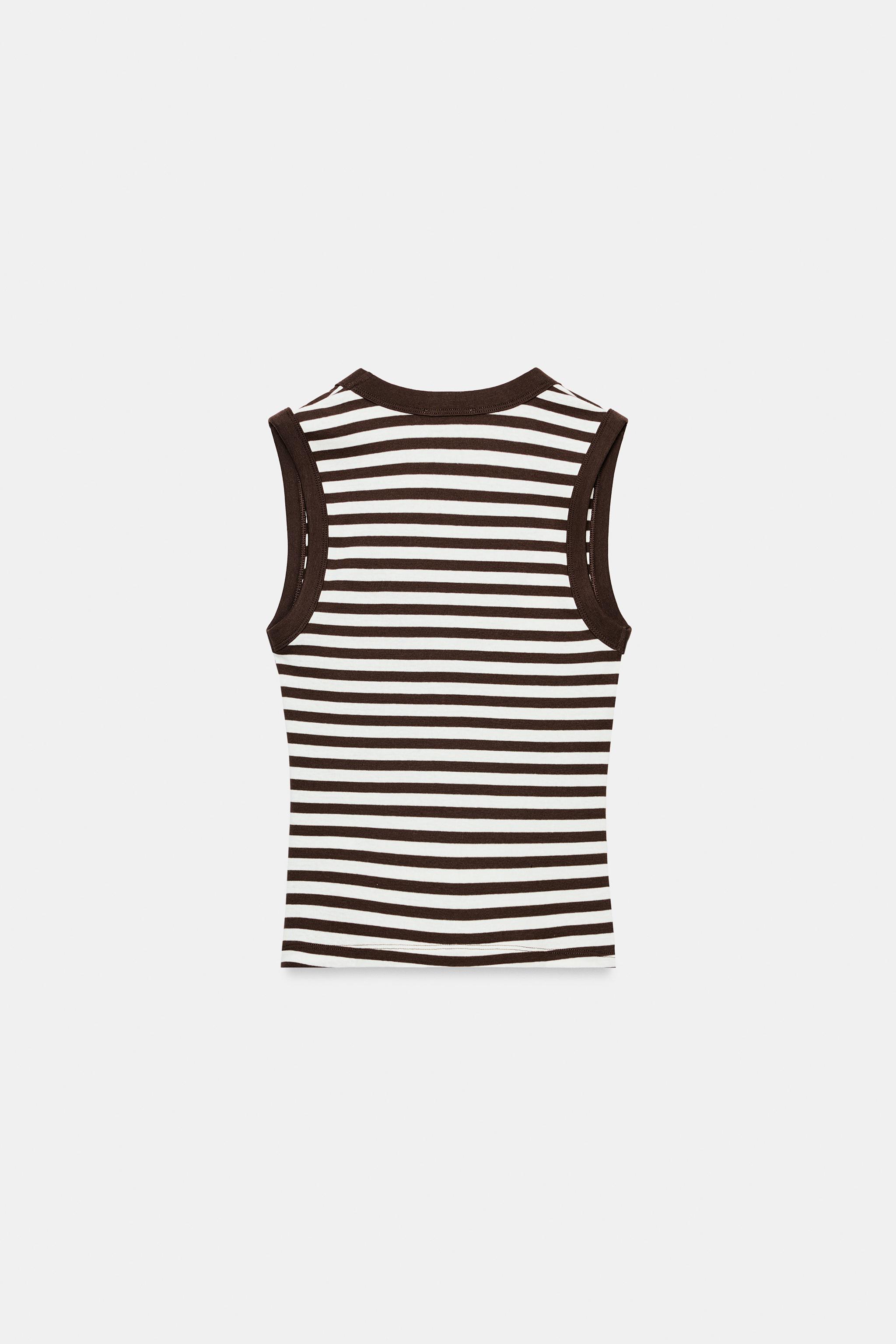 V YAKA ÇİZGİLİ KOTON T-SHIRT - Görsel 5