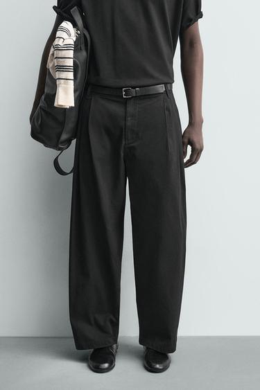 WIDE-LEG CHINO TROUSERS - Black by Zara