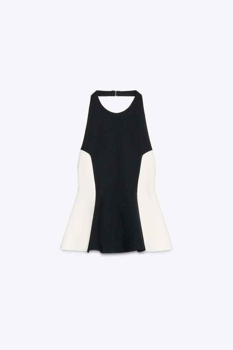 CONTRAST HALTER TOP - Black / White by Zara - Image 5