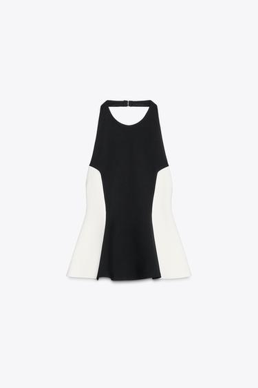 TOP HALTER CONTRASTE - Noir / Blanc de Zara - Image 4