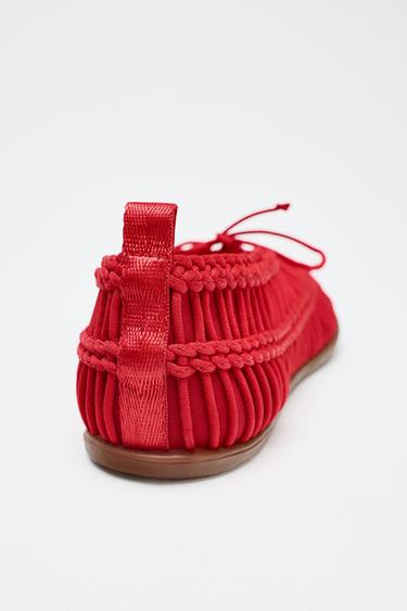 BRAIDED SHOES WITH LACES - Red by Zara - Image 5