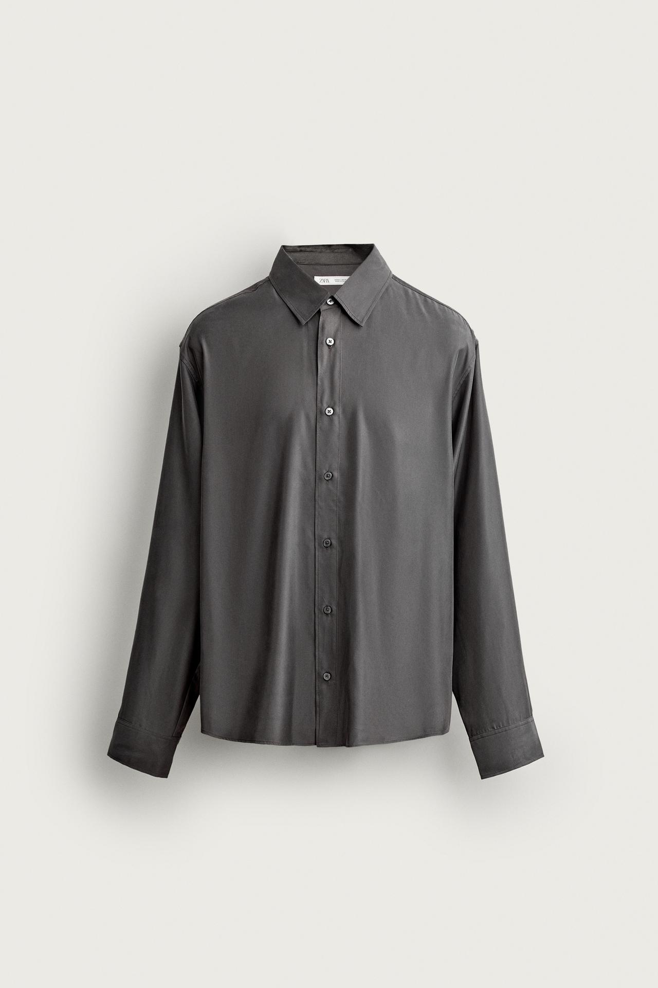 CUPRO BLEND FLUID SHIRT — Gray