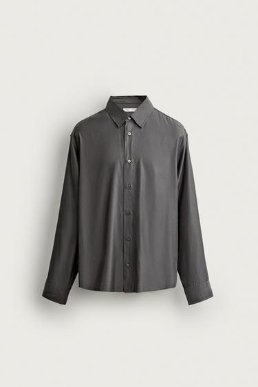 CUPRO BLEND FLUID SHIRT — Gray 1