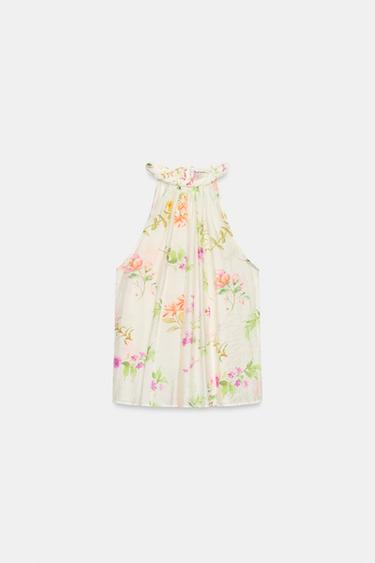 FLORAL PRINT HALTER TOP - Multicoloured by Zara - Image 6