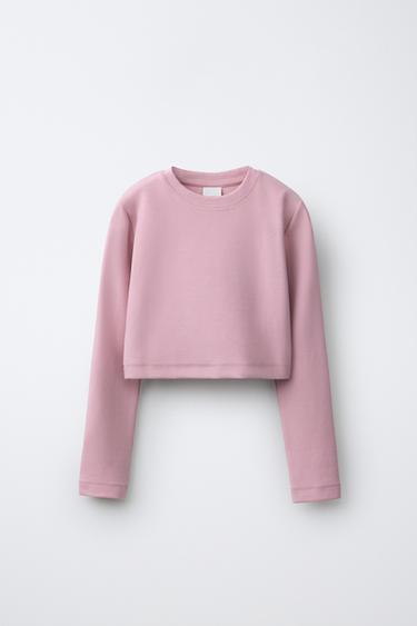 PLAIN CROPPED T-SHIRT - Mid-pink by Zara