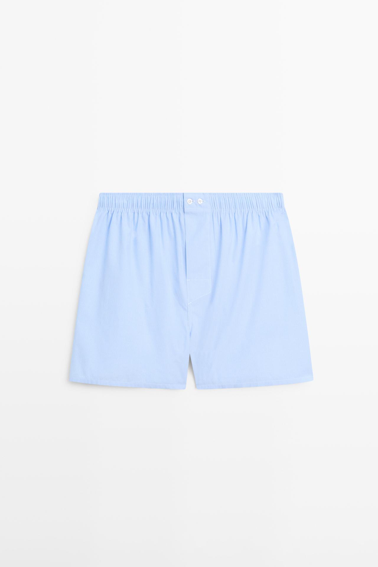 100% cotton striped boxers — Sky blue