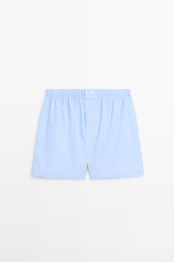 Zara 100% cotton striped boxers - Sky blue - Image 0