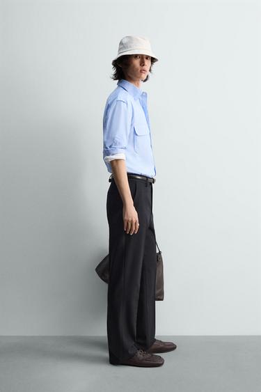 SHIRT WITH SHOULDER TABS - Faded sky blue by Zara - Image 3
