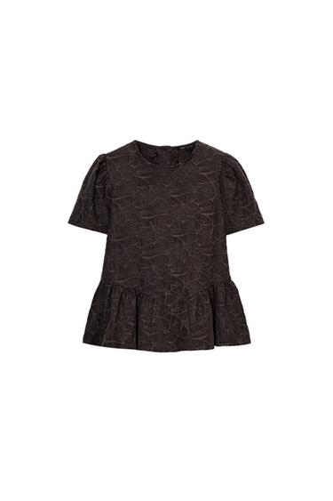 BALLOON PEPLUM TOP - Brown by Zara
