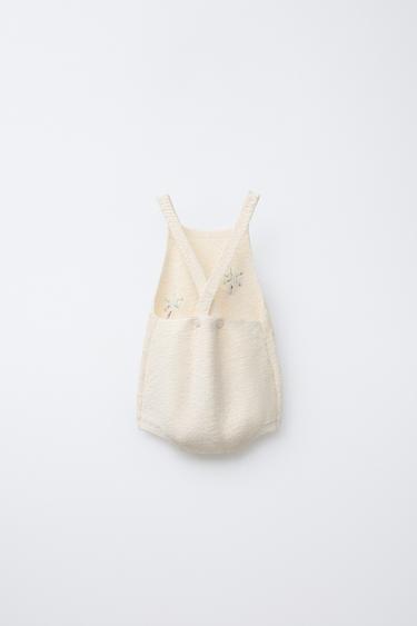 KNIT JUMPSUIT WITH PALM TREE EMBROIDERY - Ecru by Zara - Image 1