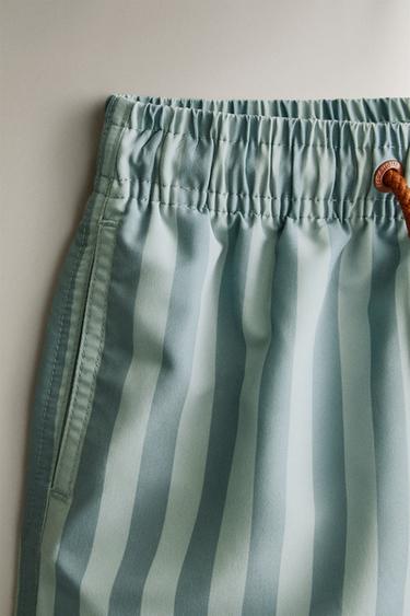 KIDS' STRIPED SWIMMING TRUNKS - Blue by Zara - Image 1