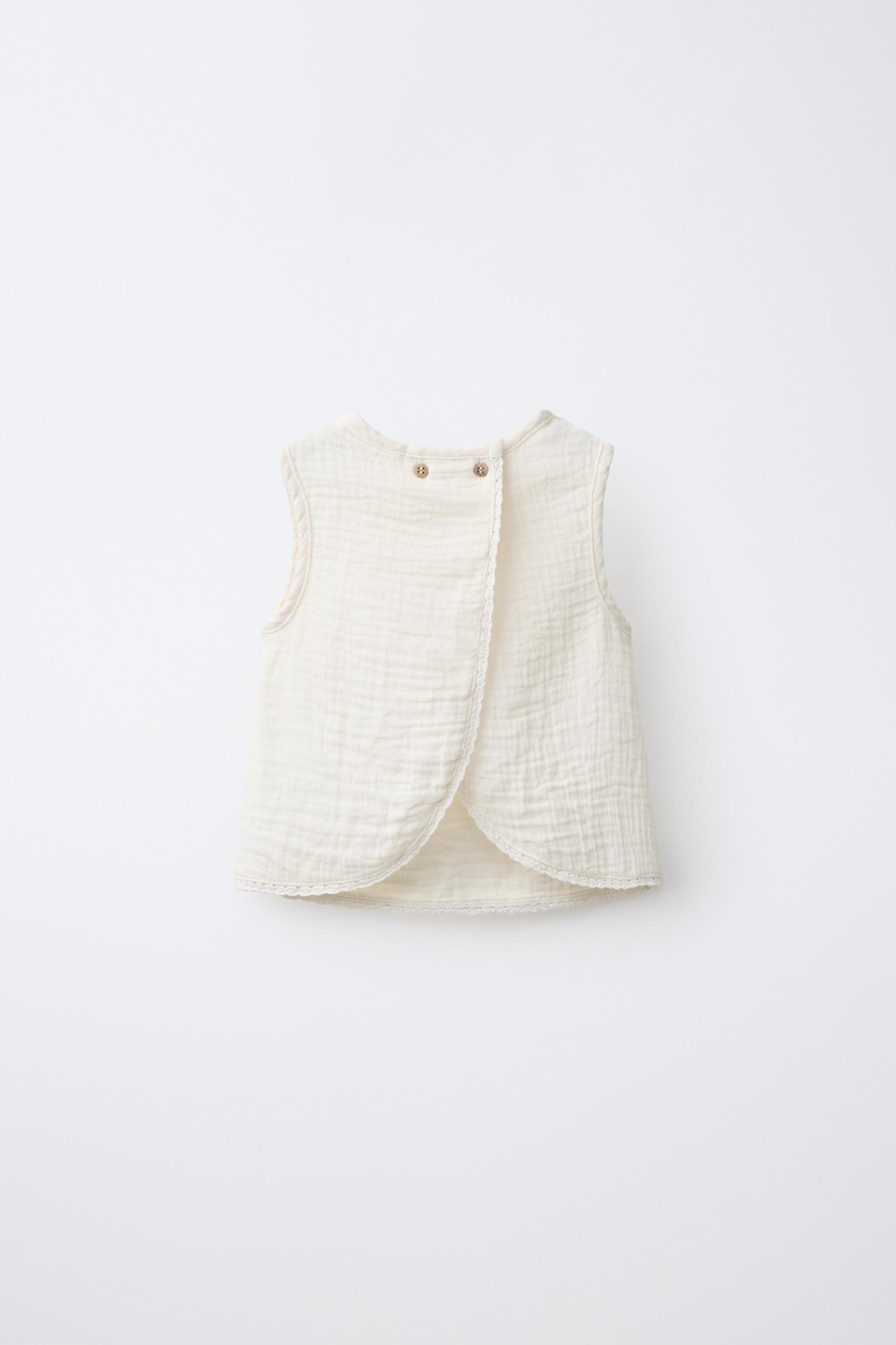 TEXTURED LACE BLOUSE — Ecru