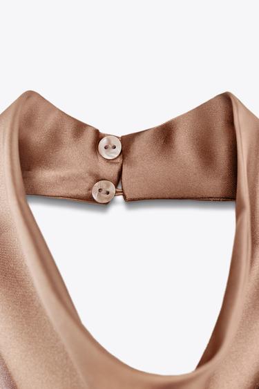 TOP HALTER SATINÉ - Camel moyen de Zara - Image 5