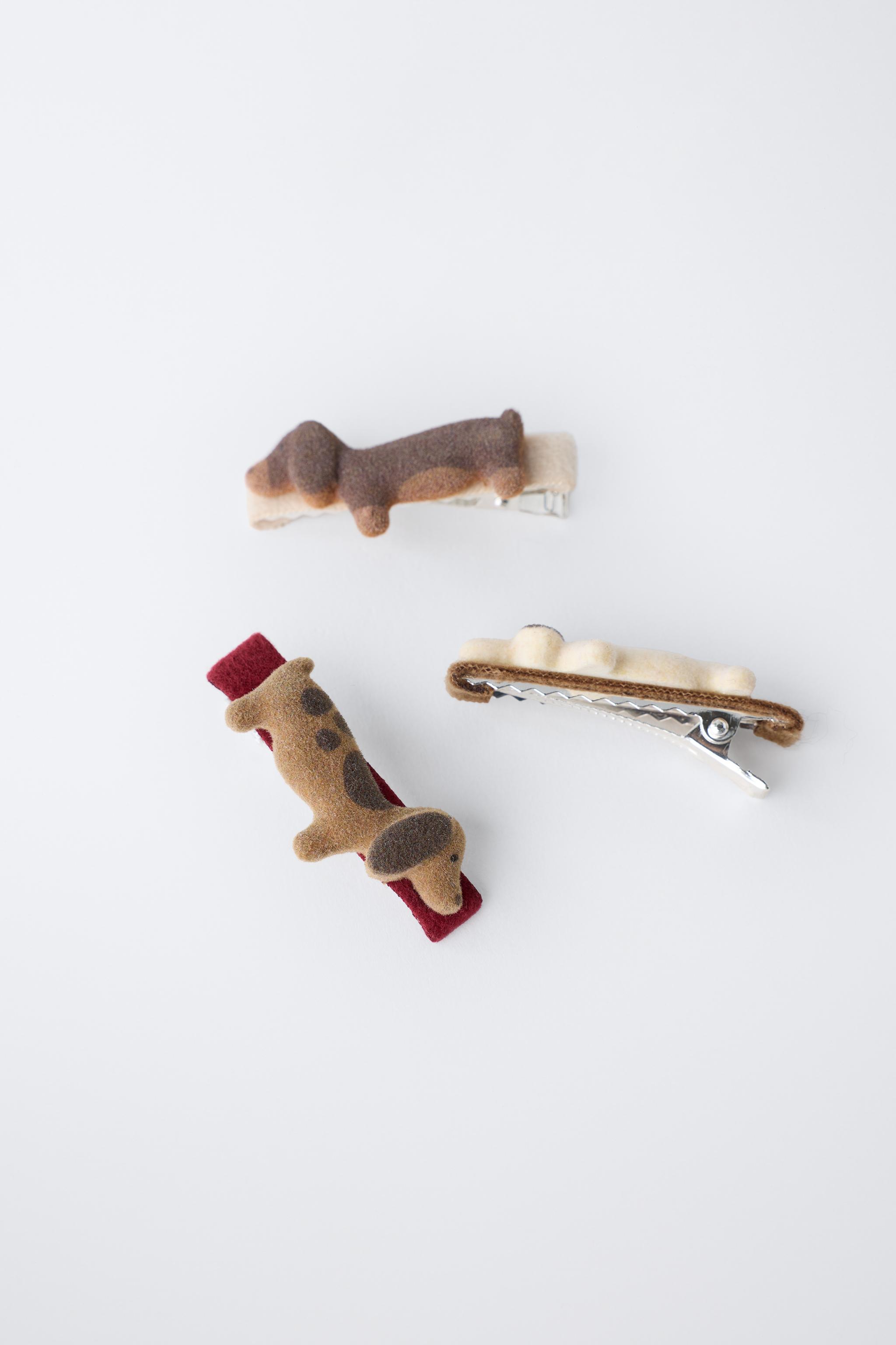 PACK OF THREE BARRETTE DOGS FLOCK