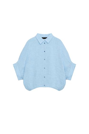 CAMISA GLOBO MANGA CURTA - Azul-claro da Zara