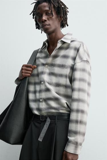 OVERSIZED FIT OXFORD SHIRT - White / Grey by Zara