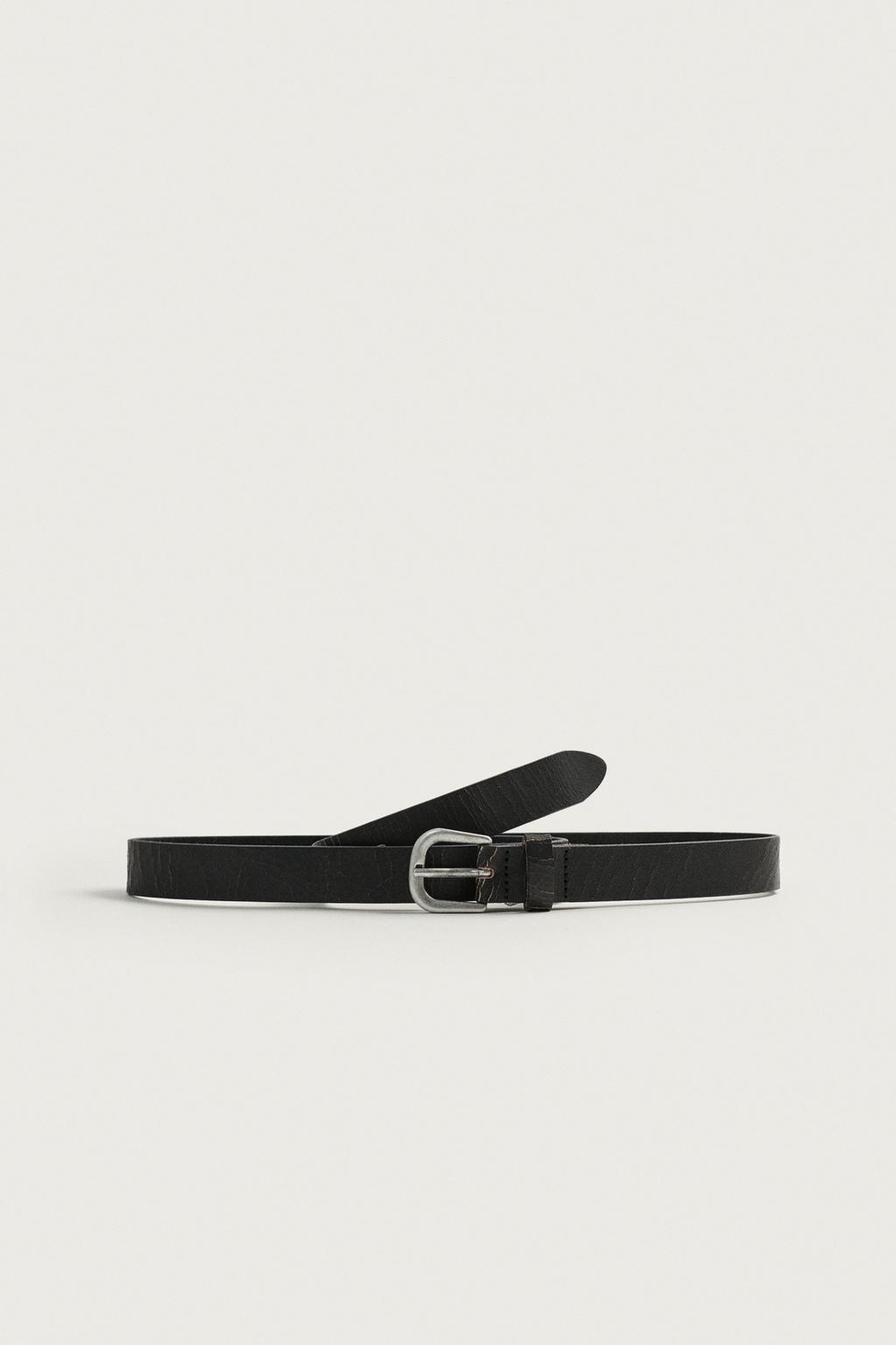 CRACKLED EFFECT LEATHER BELT
