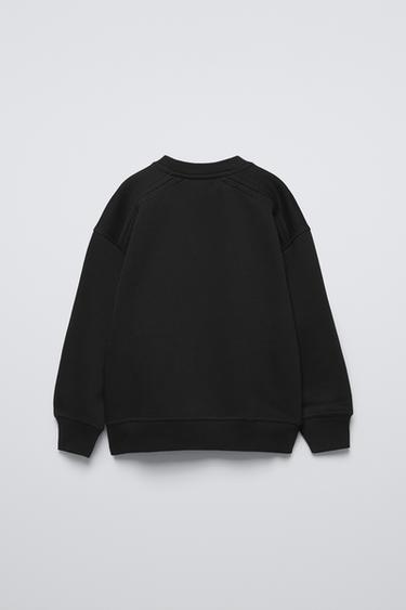 PLAIN EMBROIDERED SWEATSHIRT - Black by Zara - Image 1