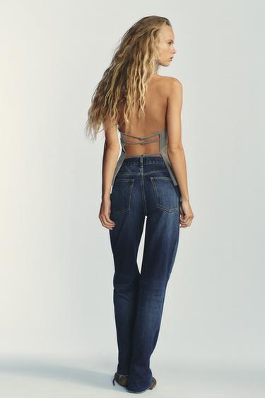TRF WIDE-LEG HIGH-WAIST FULL LENGTH JEANS - Navy blue by Zara - Image 4