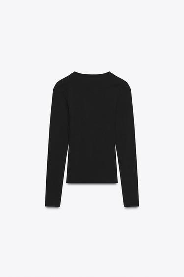 LONG SLEEVE T-SHIRT - Black by Zara - Image 6