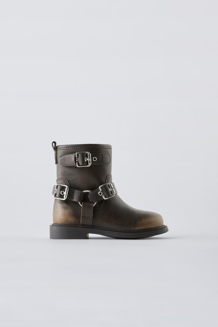 BIKER BOOTS Taupe Grey ZARA India