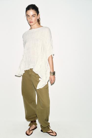 TEXTURED CAPE TOP - White by Zara