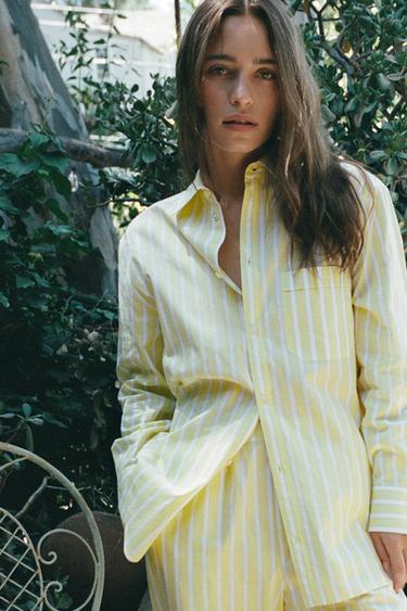 STRIPED PYJAMA SHIRT - Yellow by Zara - Image 3