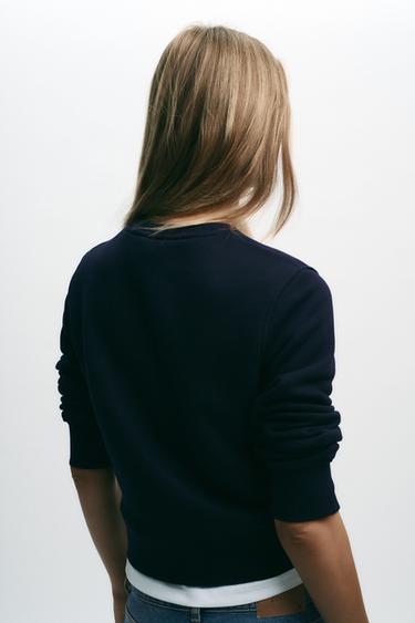 BASIC COTTON SWEATSHIRT - Navy blue by Zara - Image 5