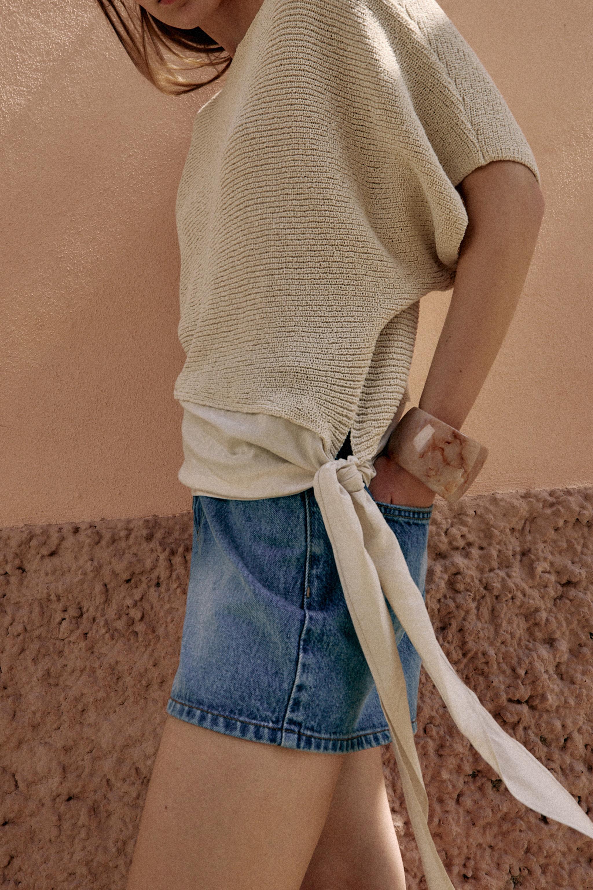 Женские свитеры Zara COMBINED KNIT TIE TOP — фото 2