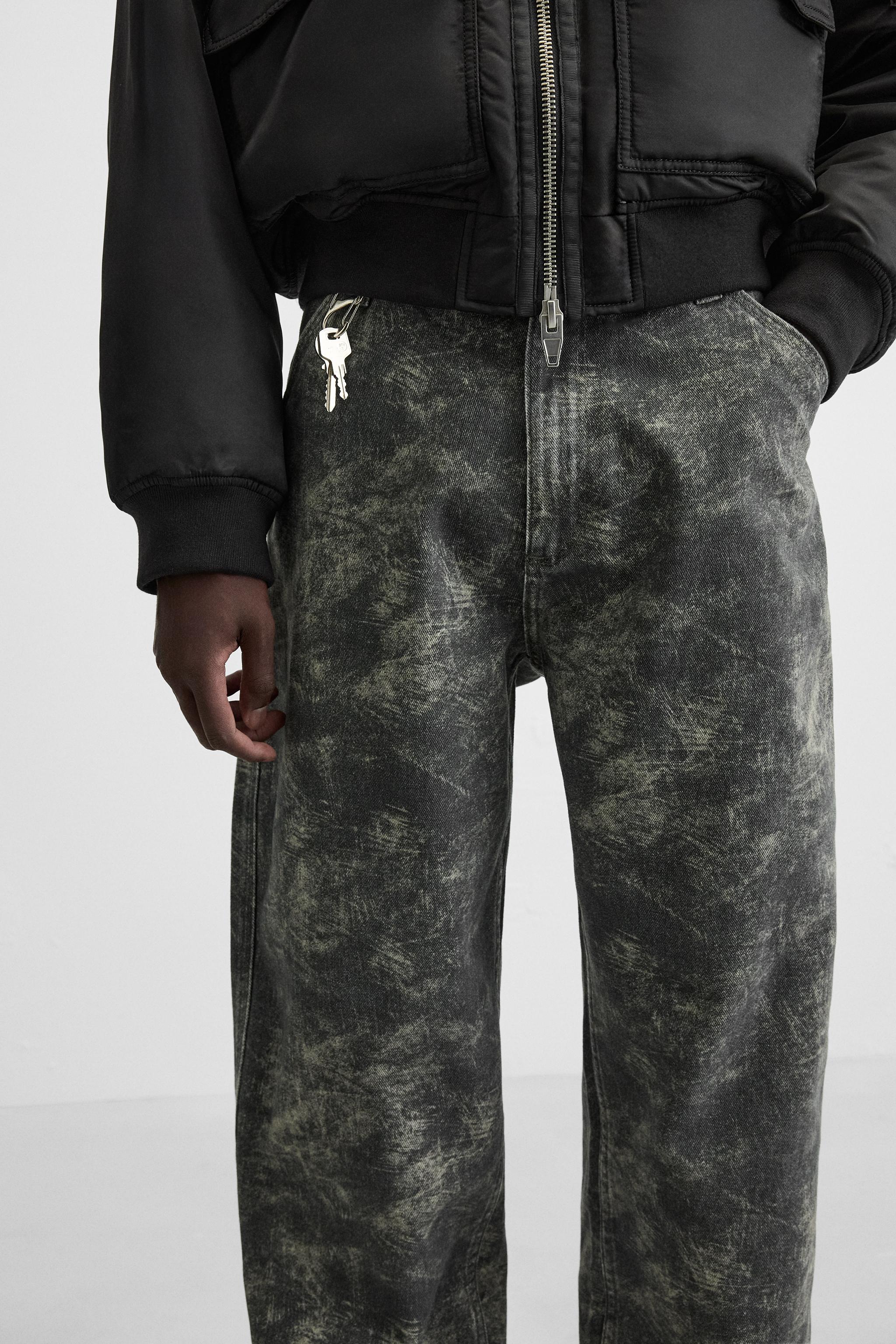 BAGGY ABSTRACT PRINT PANTS - Dark gray | ZARA United States