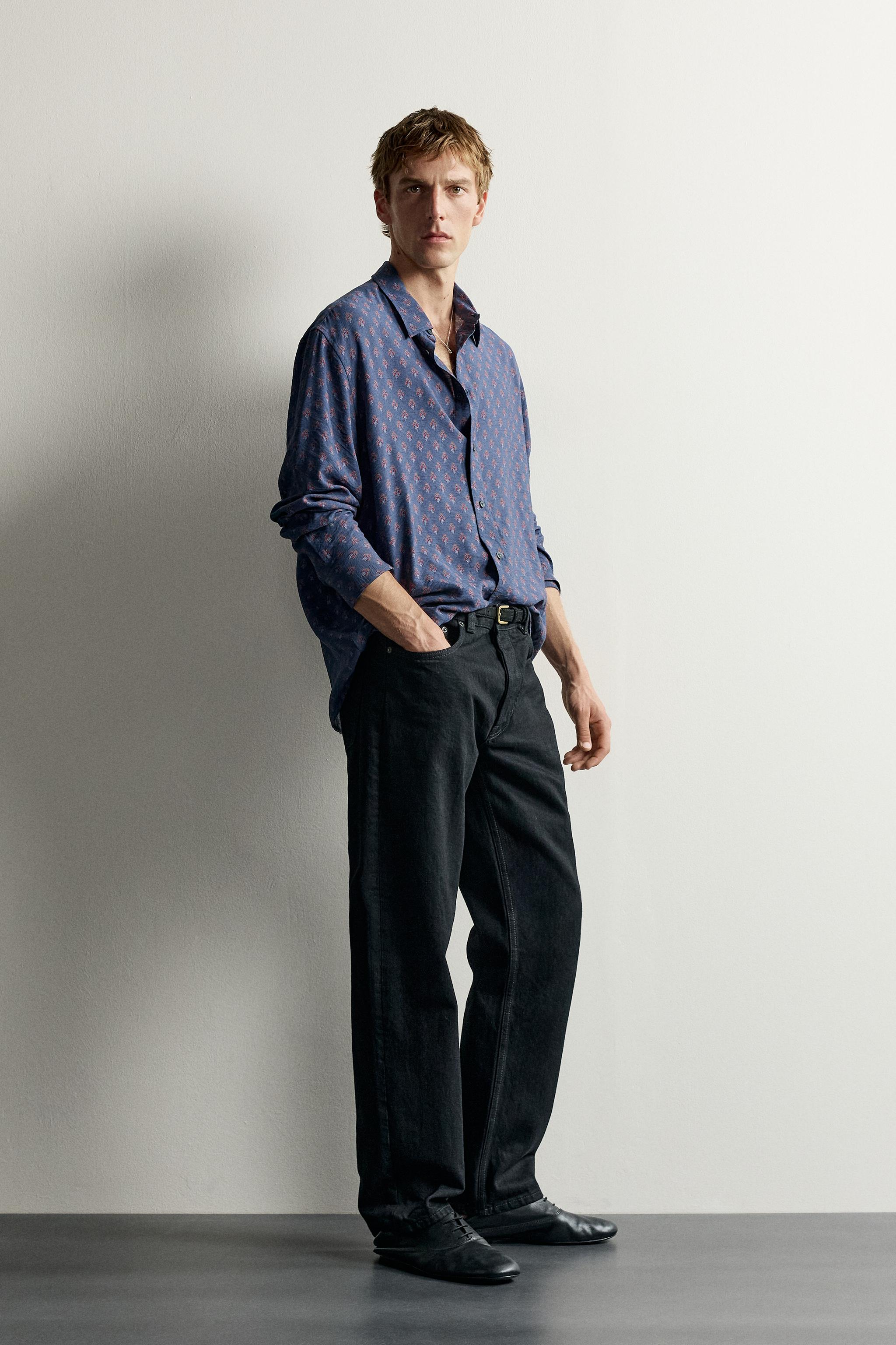Мужские рубашки Zara GEOMETRIC PRINT FLUID SHIRT — фото 4