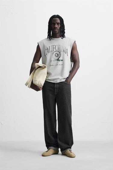 WASHED PRINT TANK TOP - Grey marl by Zara - Image 0