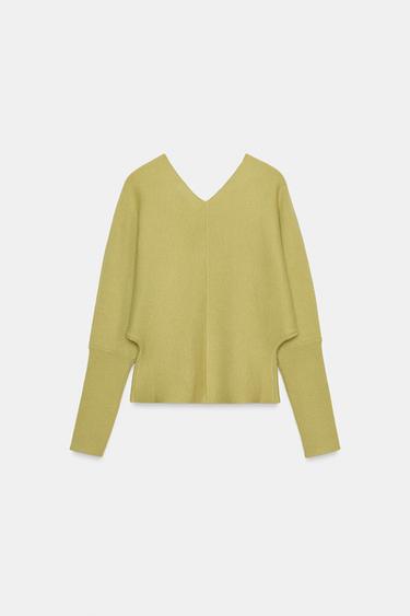 V-NECK KNIT JUMPER - Light green by Zara - Image 6
