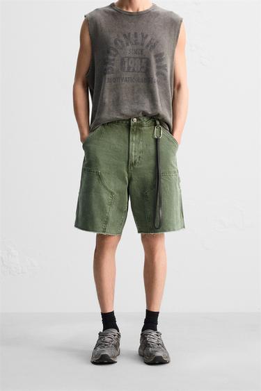 CARPENTER POCKET BERMUDA SHORTS - Green by Zara - Image 1