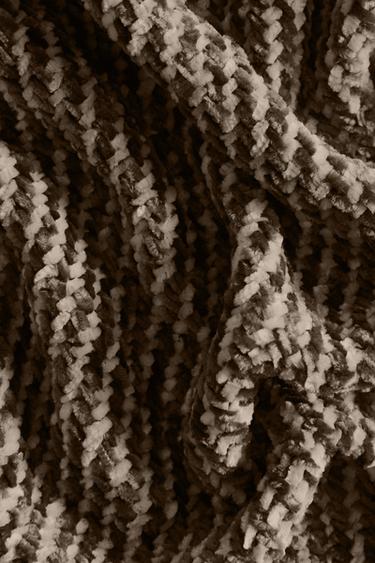 Zara FRINGED BLANKET - Brown / Taupe