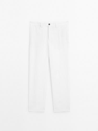 Zara Lightweight 100% linen trousers - White
