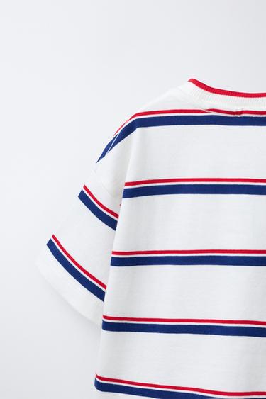 T-SHIRT À RAYURES - Bleu de Zara - Image 3