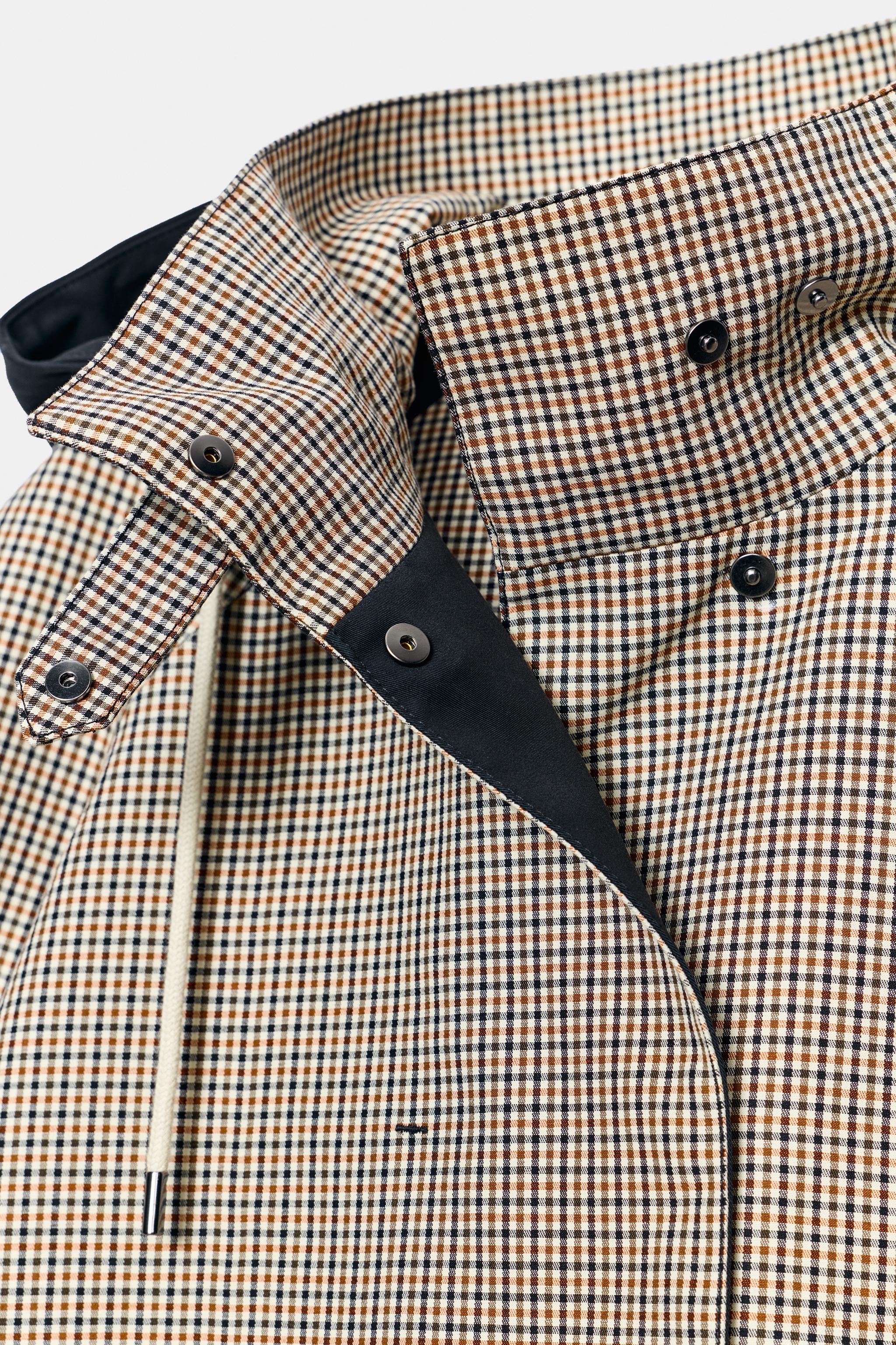 ZW COLLECTION LONG PLAID TRENCH COAT