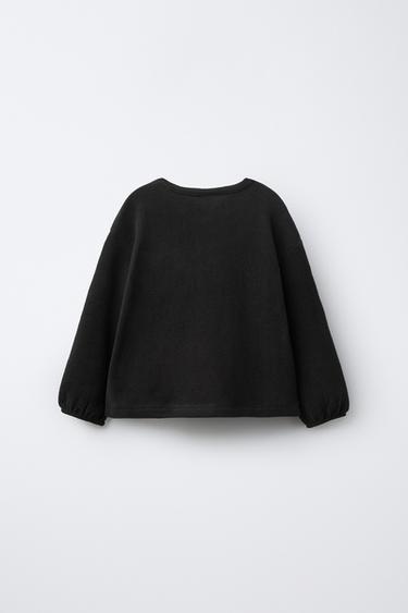 SOFT-TOUCH T-SHIRT WITH WAVY HEART POCKET - Black by Zara