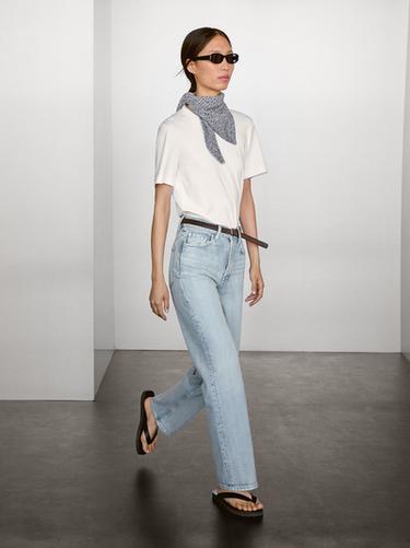 T-shirt à manches courtes 100 % coton - Blanc cassé de Zara