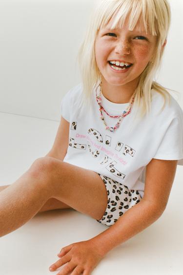 CROPPED T-SHIRT AND PRINTED BERMUDA SHORTS SET - Leopard by Zara