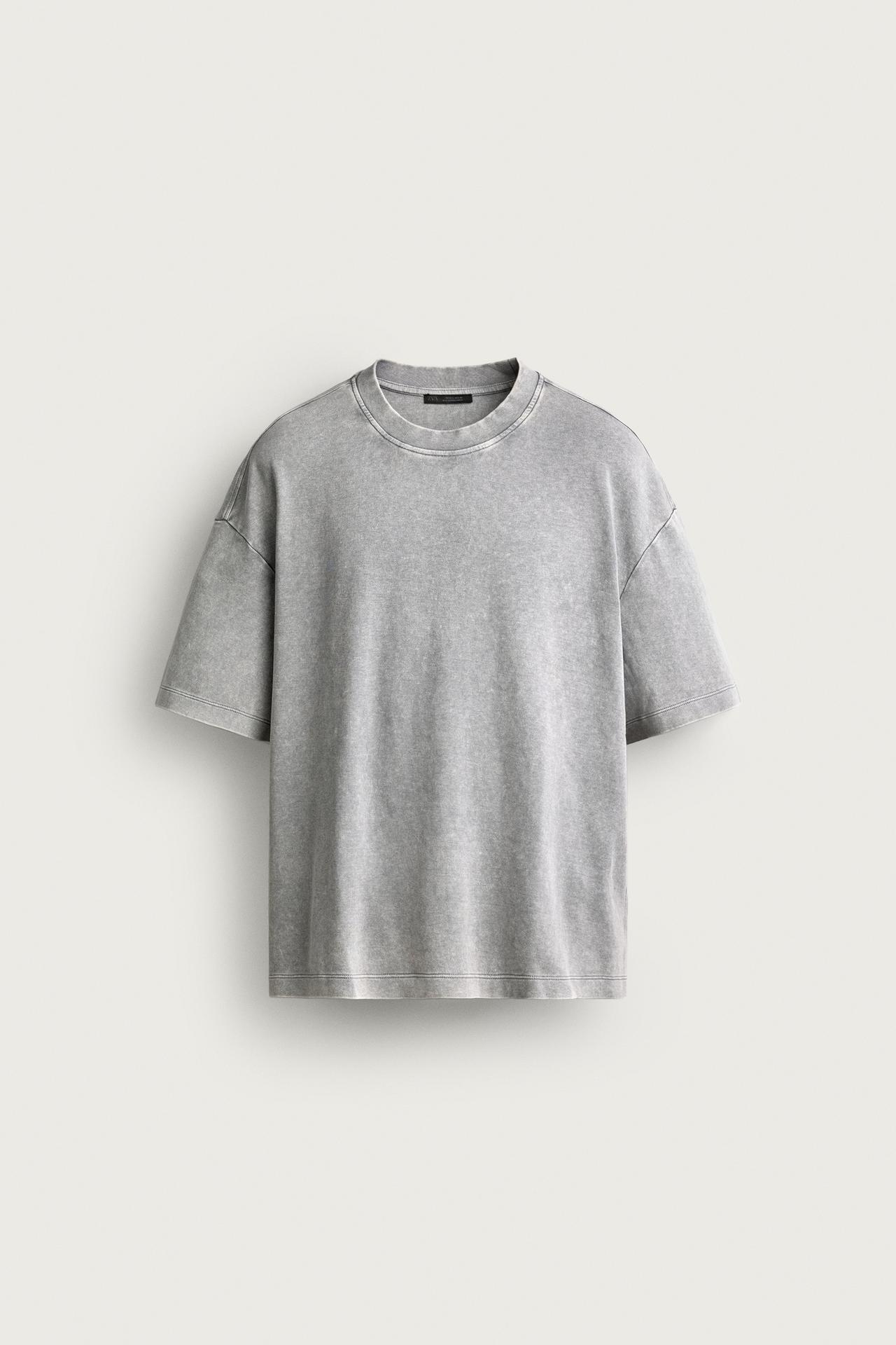 BASIC WASHED RELAXED FIT T-SHIRT — Greyish