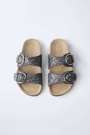 SANDALES À BOUCLES PAILLETTES - Argent de Zara - Image 3