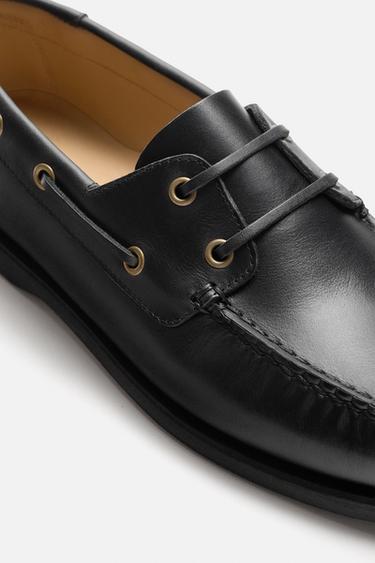 CHAUSSURES BATEAU EN CUIR ÉDITION LIMITÉE - Noir de Zara - Image 5