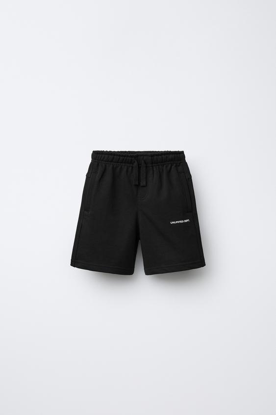 BERMUDA FELPA STRAIGHT TEXTO RELIEVE - Negro de Zara - Imagen 0