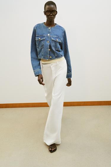 Z1975 SHORT ROUND NECK JACKET - Mid-blue by Zara