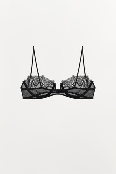 SOUTIEN-GORGE À ARMATURES MESH DENTELLE - Noir de Zara - Image 2
